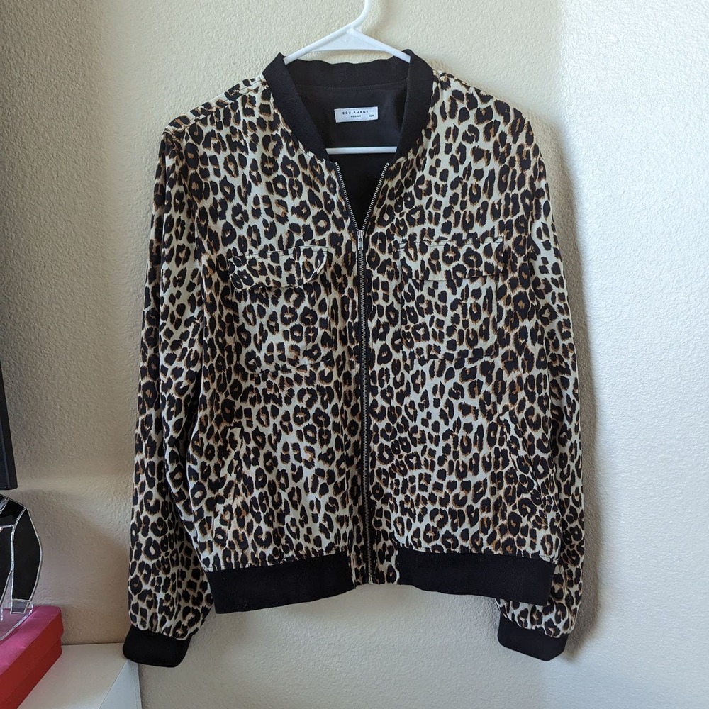 Equipment Abbot Leopard-Print Bomber Jacket Silk M Medium